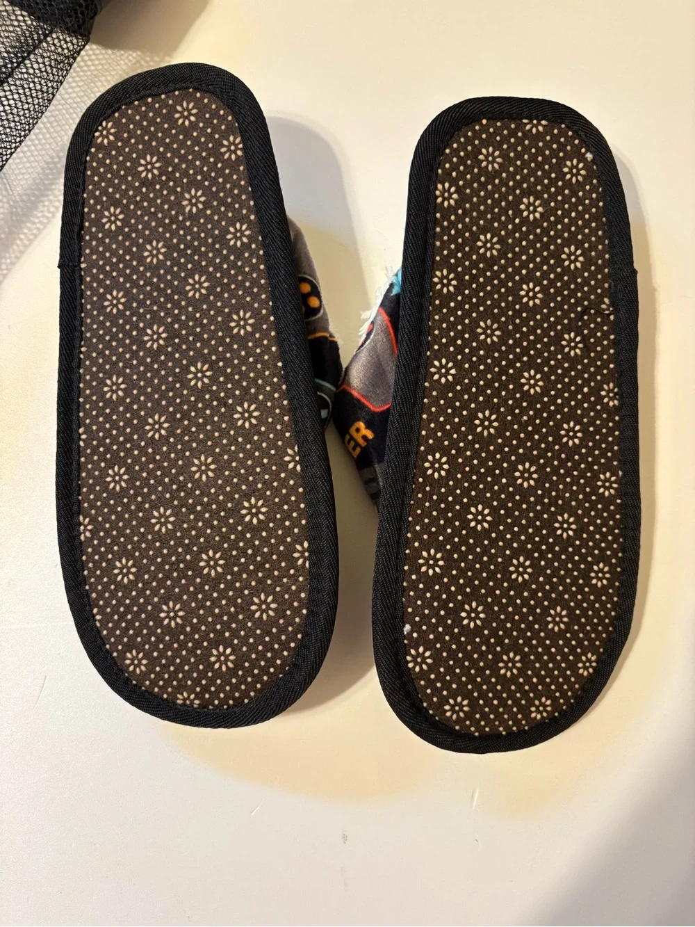 Kids Black Gamer Plush-Lined Slippers